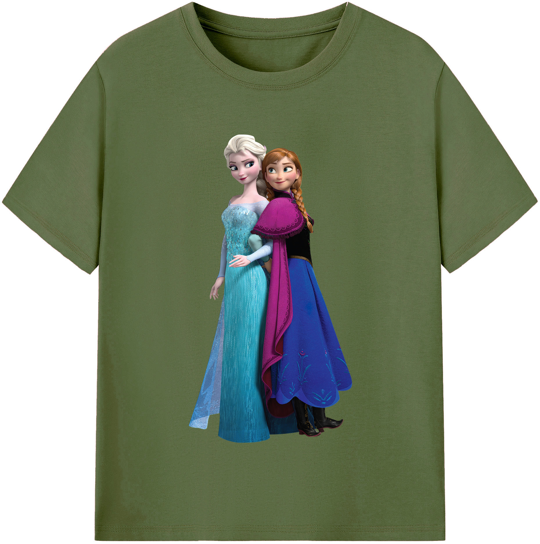 （画像用） アナと雪の女王 アンナ エルサ Frozen Anna Elsa 綿100％半袖Tシャツ（フロントプリント）